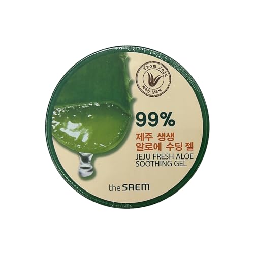 THESAEM Jeju Fresh Aloe Soothing Gel 10.1 fl. oz. - 99% Pure Aloe Vera Leaf Juice from Jeju Island - Multi-Purpose Moisturizing Gel for Face, Body & Hair - Cooling Relief for Irritation & Dry Skin