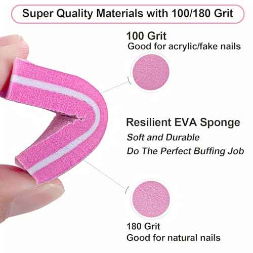 Nail Buffers (30 Pack), Buffer Block Nail File for Acrylic Nails and Natural Nails, 100/180 Grit Small Nail Buffer Block Bulk Buffing Blocks for Nail Buff Professional Manicure File Blocks Hot Pink