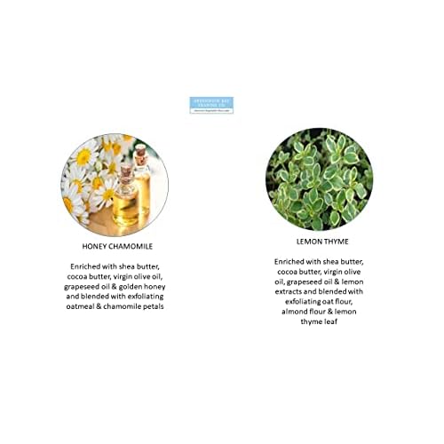 Greenwich Bay Trading- 2 Pack Honey Chamomile & Lemon Thyme Herbal Soaps- Enriched with Shea Butter, Virgin Olive Oil and Infused with Fresh Botanical Scents- 6.4 Oz Bars