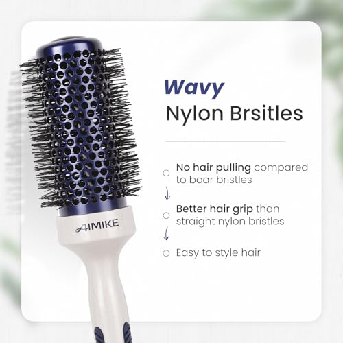 AIMIKE Ionic Round Brush 1.7" - Ceramic Barrel for Blow Dry & Volume