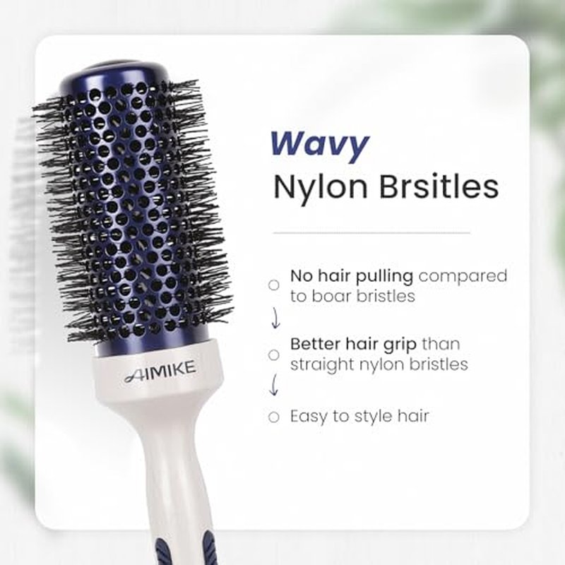 AIMIKE Ionic Round Brush 1.7" - Ceramic Barrel for Blow Dry & Volume