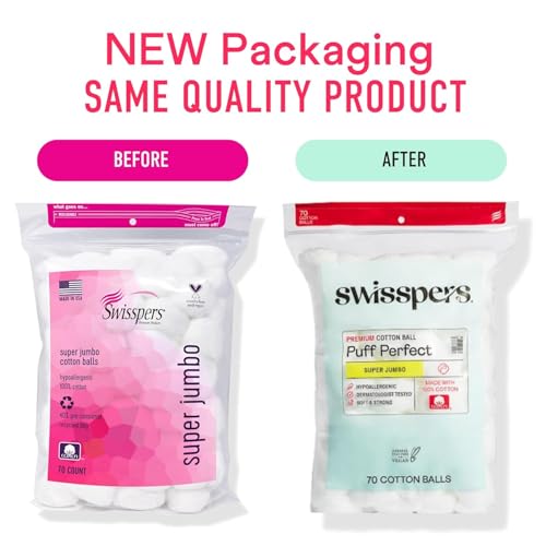 Swisspers Super Jumbo Cotton Balls for Skincare & Personal Care (6 Pack)