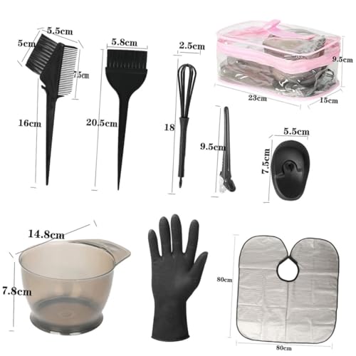 Hair Dyeing Tool Kit with Brush, Bowl, Gloves & Cape