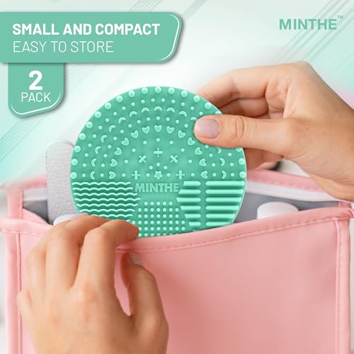 Green Silicone Makeup Brush Cleaner Mat 2 Pack - Deep Cleaning & Travel-Friendly