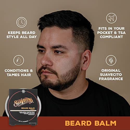 Suavecito Original Scent Beard Balm 1.5 oz Can - No Flaking, Eliminates Dryness & Itchiness - Conditions, Nourishes, Hair & Skin