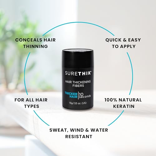 SURETHIK Hair Fibers for Thinning Hair, Building Hair Fibers to conceal thinning hair, Instantly Fuller Looking Hair for Men & Women, Light Brown, 15g