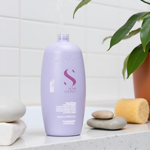 ALFAPARF MILANO Semi Di Lino Smoothing Sulfate Free Shampoo - Anti Frizz Hair Care & Cleansing Shampoo to Revitalize Dry Hair & Restore Shine