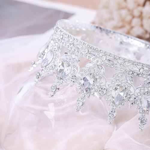 Silver Queen Crown for Women Crystal Tiara for Girl Rhinestone Wedding Headband for Bride Hair Accessories for Costume Birthday Party Prom Gifts