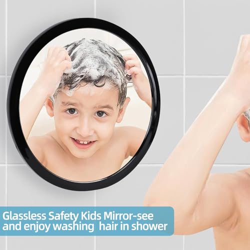 YoHumk Black Fogless Shower Mirror for Shaving & Makeup with 3 Suction Cups