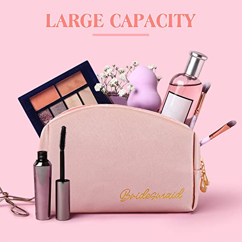 Hillban 6 Pcs Bride & Bridesmaid Makeup Bags Set - Waterproof PU Leather