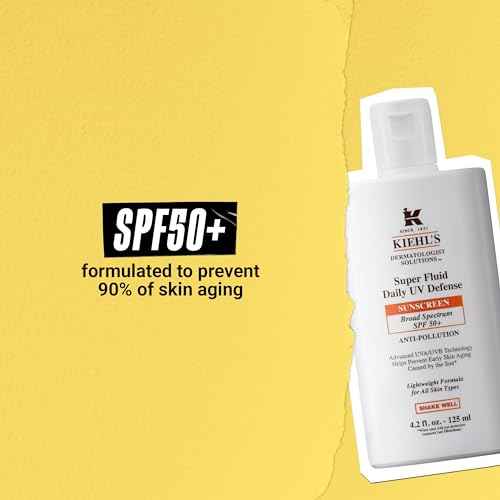 Kiehl's Super Fluid UV Defense Daily Facial Sunscreen SPF 50+, Lightweight Matte Finish, Protects Against UVA/UVB Rays & Pollution, Vitamin E & Baicalin, Non-comedogenic, Paraben-free, Fragrance-free