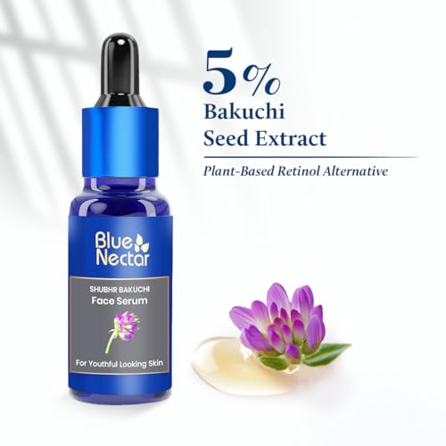 Blue Nectar Bakuchiol Retinol Serum for Face with Babchi Oil | Plant Based Retinol Alternative for Fine Lines & Wrinkles | Anti-Aging Face Serum for Women & Men (10 Herbs, 1 fl oz)
