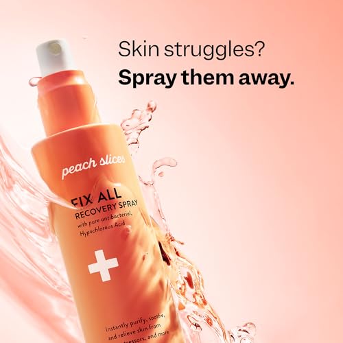 Peach Slices - Fix All Recovery Spray (4 oz) - Purify, Soothe, & Relieve - Zits, Stressors, & Redness - Hypochlorous Acid Spray - Electrolyzed Water - Vegan & Cruelty Free - Korean Skin Care & Beauty