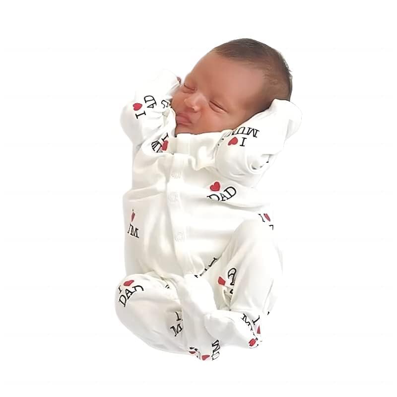 I Love Dad Mum Baby Long-Sleeve Jumpsuit
