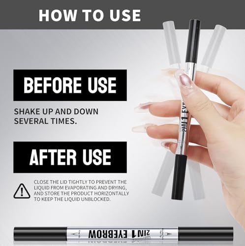 2-in-1 Microblading Eyebrow Pen - Waterproof Dark Brown
