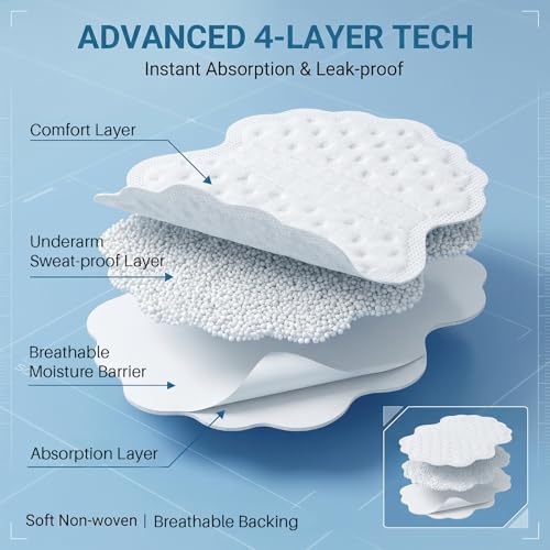 100 Pack Disposable Underarm Sweat Pads - Comfortable & Absorbent