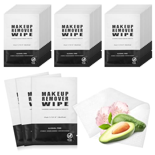 Gisdo 50 Pcs Makeup Remover Wipes - Individually Wrapped Cleansing Pads