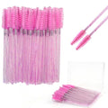 Myaokue-up 100 Pcs Disposable Eyelash Wands & Spoolies with Pink Container