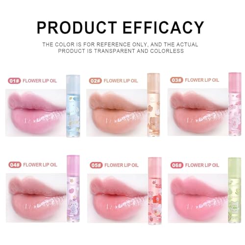 6 Fruit Flavored Roll-On Lip Gloss Set Non-Sticky High Shine