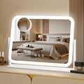 Vanity Mirror with LED Lights, 17.4x13.5 Inch Professional Makeup Mirror, 3 Color Modes & Adjustable Brightness, 5X Magnifying Mirror, Smart Touch Control, 360¡Æ Rotation