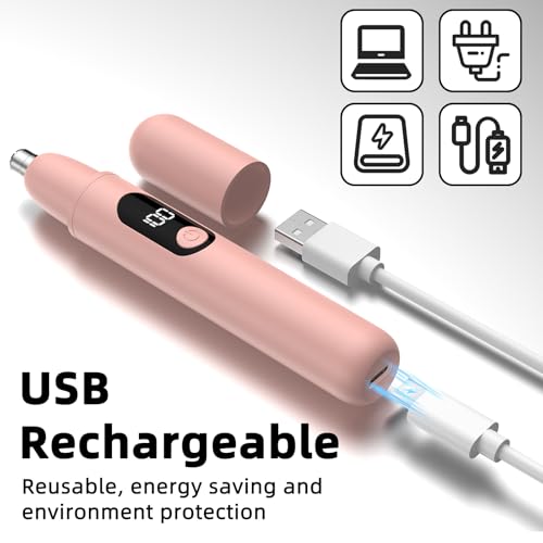 Nose Hair Trimmer Rechargeable Cordless Painless Ear and Eyebrow Trimming Tool-Dual Edge Easy Cleansing for Man Woman (Pink)