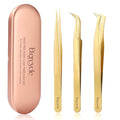 Etercycle Eyelash Extension Tweezers Set - 3 Precision Stainless Steel Tools