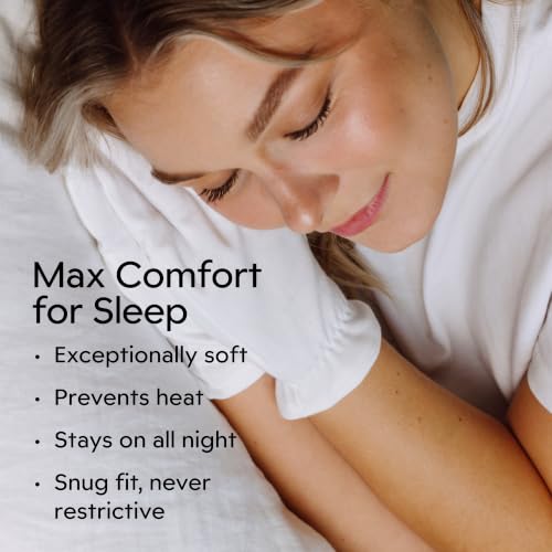 White Cotton Sleeping Gloves for Dry Hands - Small, Organic, Breathable, Reusable