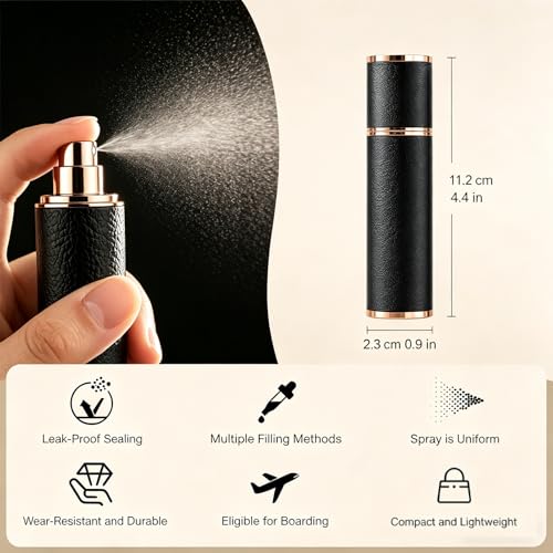 ZeniPremunz Refillable Travel Perfume Bottle - 10ml Leather Atomizer Set