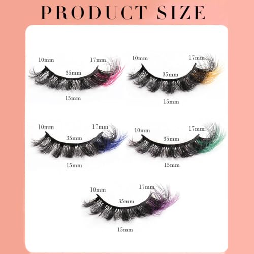 Colored Mink Eyelashes - 7 Pairs Fluffy 3D Faux Lashes