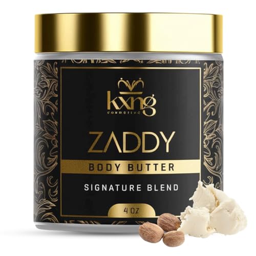 KXNG Cosmetics Organic Shea Body Butter Cream ? 4oz | Mens Body Butter for Black Men & Women with Shea, Cocoa, Mango & Coconut Oil | Moisturizing Cream for Hands, Feet & Skin ? Zaddy