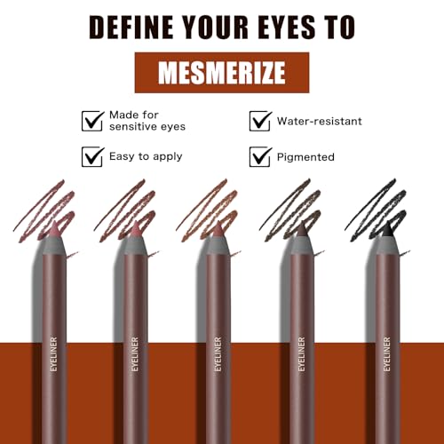 Pinkiou 5-Color Waterproof Eyeliner Pencil Set