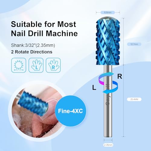 3/32" Large Smooth Barrel Nail Drill Bit - Tungsten Carbide for Gel & Acrylic Removal
