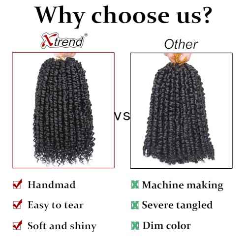 Xtrend 8 Packs Pre-twisted Passion Twist Crochet Hair 14 Inch Natural Pre-looped Crochet Braids Hair For Women Bohemian Synthetic Passion Braiding Hair Extension (8packs, T30#)