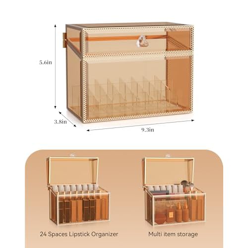 Youdepot Lipstick Organizer Holder - 24 Spaces, Tempered Glass Lip Gloss and Perfume Organizer,Vanity Lipstick Holder and Organizer.