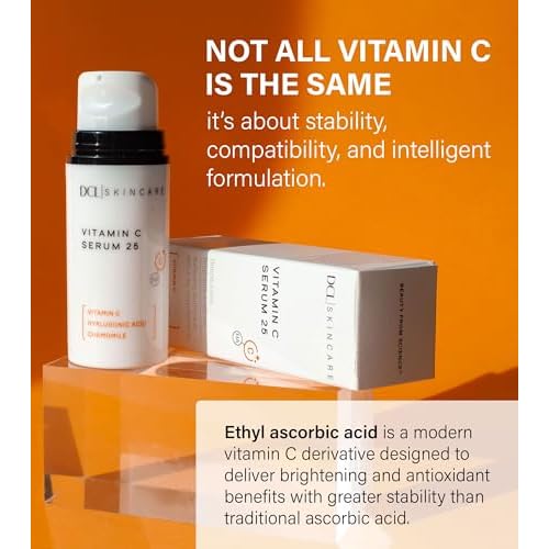 DCL Skincare Vitamin C Serum 25 with Ethyl Ascorbic Acid & Hyaluronic Acid, 1 fl oz