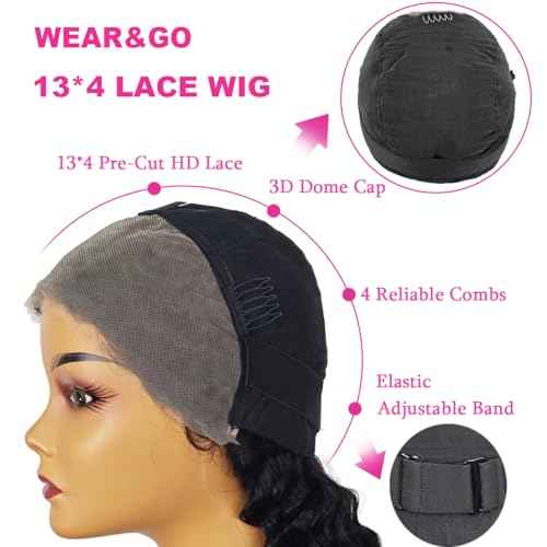 SENSAIRUITE Glueless Wigs Human Hair Pre Plucked Pre Cut 13x4 HD 180% Density 20 Inch Curly Human Hair Wig Wear and Go Glueless Wig Deep Wave Lace Front Wigs Human Hair Frontal Wigs for Women