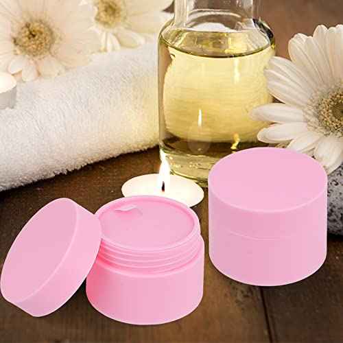Plastic Containers Akamino White Plastic Lotion Jar with Inner Liners and Dome Lids for Make-up Cosmetic, Creams, Lotions, Refillable Travel Airtight Container Storage (1.25 Oz, 37 ML, 12 PCS, Pink)