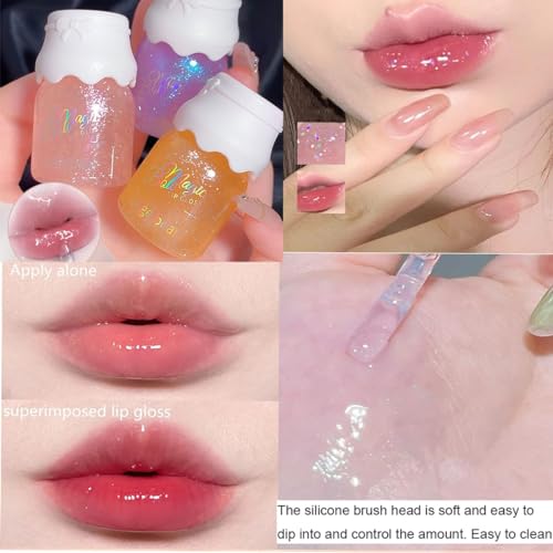 3-Piece Shimmer Lip Gloss Set with Hydrating Vitamin E Oil