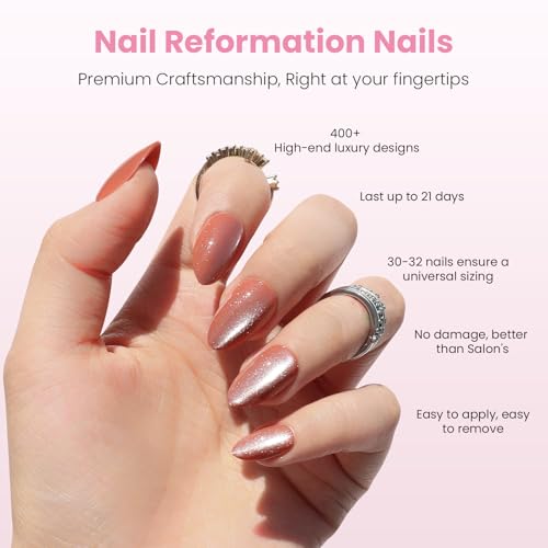 Amber Gold Almond Press On Nails - 32 Piece Kit with Glue