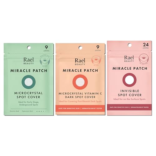 Rael Miracle Bundle - Microcrystal Spot Cover (9 Count), Invisible Spot Cover (24 Count), Dark Spot Cover (9 Count)