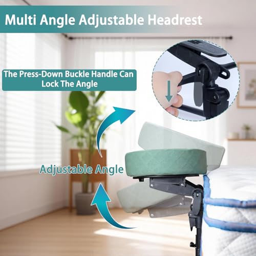 Massage Headrest for Bed,Adjustable Face Down Pillow After Eye Surgery Vitrectomy,Massage Head Rest for Bed at Home Mattress,Portable Massage Pillow Face Cradle (Black,6-17IN)