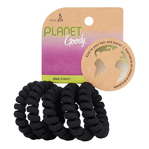 Goody Planet Elastic Hair Coils - 5 Count, Solid Pack - Hair Accessories for Medium to Thick Hair Women and Girls