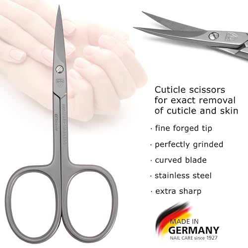 3 Swords Germany Stainless Steel Curved Cuticle Scissors with Case