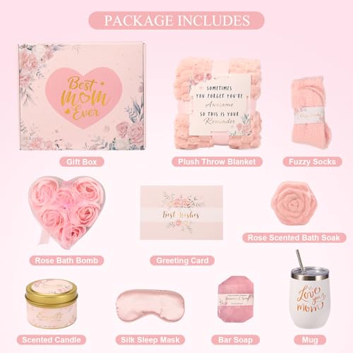 Mothers Day Gifts for Mom, Self Care Get Well Soon Gifts for Women, Relaxing Spa Gifts Basket Care Package Unique Birthday Valentines Galentines Gift for Women Sister Girlfriends