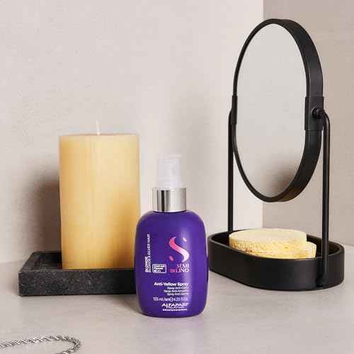 Alfaparf Milano Semi di Lino Anti-Yellow Leave In Toner Spray - Blonde Toner for Brassy Hair with Violet Ash Pigments - Partially Lightens, Neutralizes Yellow Tones + Detangles - Vegan (4.4oz)