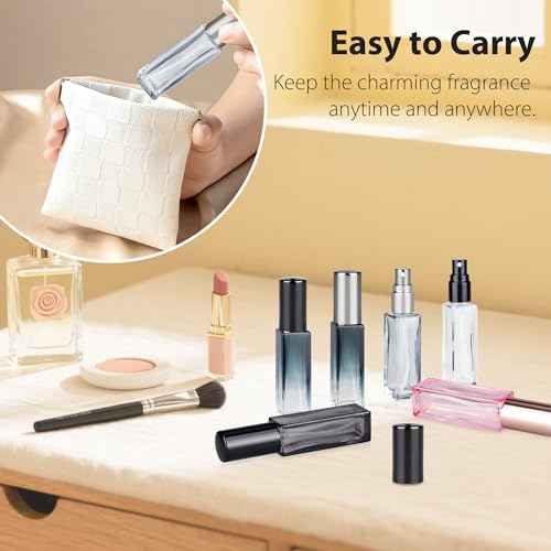 Perfume Refill Bottle, Mini Leak-proof Portable Perfume Travel Refillable Dispenser, 3pcs 10ml Empty Atomizer Sprayer, Pocket Glass Bottle with Funnel and Pipette for Cologne (Light Gray)