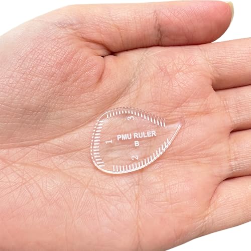 3Pcs Hair Stroke Brow Mapping Ruler Arch Eyebrow Eyeliner Ruler Emplate 1 Minute Fast Drawing Guide Tool Reuse Acrylic Tattoo Pmu Permanent Makeup Hairstroke Stencil (Teardrop-Shaped/3pcs)