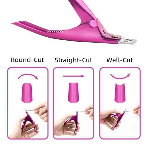 Yaya Acrylic False Nail Clipper with Magnets, Nail Tip Cutter with Length Measurement, 15Pcs Magnets (Rainbow) (Violet Red)