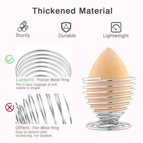 Luxspire Beauty Sponge Blender Holder, Makeup Blender Stand, Makeup Powder Puff Beauty Tool Dryer Drying Rack Egg Powder Puff Display Stand, Silver, 2 Pack