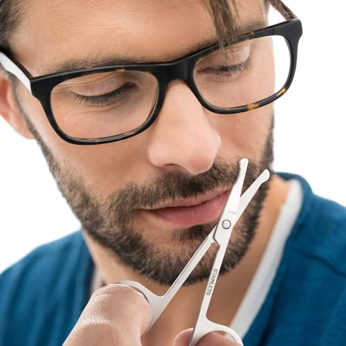 5-Piece Men's Safety Rounded Tip Small Scissors - Professional Stainless Steel Trimming Scissors for Mustache, Nose, Beard, Eyebrows, Eyelashes, and Ear Hair Cutting